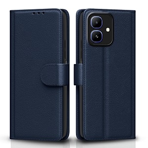 pikkme flip cover for infinix smart 20 leather finish  inside tpu with card pockets  wallet stand and shock proof  complete protection flip case blue