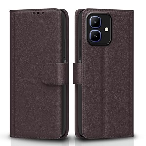 pikkme flip cover for infinix smart 20 leather finish  inside tpu with card pockets  wallet stand and shock proof  complete protection flip case coffee