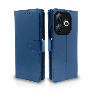 pikkme flip cover for infinix smart 8 hd  leather finish  shockproof with card pockets amp wallet stand  ultimate protection caseblue
