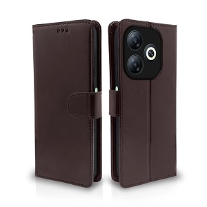 pikkme flip cover for infinix smart 8 hd  leather finish  shockproof with card pockets amp wallet stand  ultimate protection case coffee