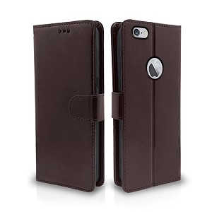 pikkme flip cover for iphone 6  6s  leather finish  shockproof with card pockets amp wallet stand  ultimate protection casecoffee