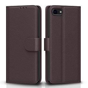 pikkme flip cover for iphone 78  leather finish  shockproof with card pockets amp wallet stand  ultimate protection casecoffee
