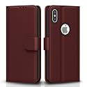 Pikkme Flip Cover for iPhone X/Xs| Leather Finish | Shockproof with Card Pockets &amp; Wallet Stand | Ultimate Protection Case(Brown)