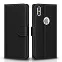 Pikkme Flip Cover for iPhone X/XS | Leather Finish | Shockproof with Card Pockets &amp; Wallet Stand | Ultimate Protection Case(Black)