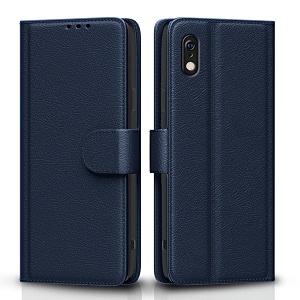 pikkme flip cover for iphone xr leather finish  inside tpu with card pockets  wallet stand and shock proof  complete protection flip case blue