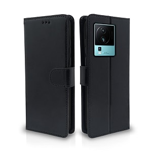 pikkme flip cover for iqoo neo 7 pro 5g  leather finish  shockproof with card pockets amp wallet stand  ultimate protection caseblack