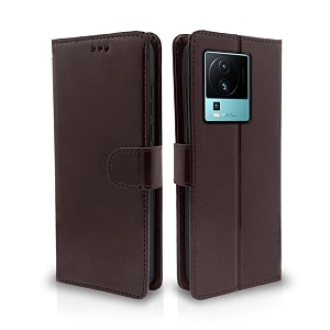 pikkme flip cover for iqoo neo 7 pro 5g  leather finish  shockproof with card pockets amp wallet stand  ultimate protection casecoffee