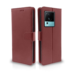 pikkme flip cover for iqoo neo 7 pro 5g  leather finish  shockproof with card pockets amp wallet stand  ultimate protection casebrown