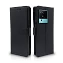 Pikkme Flip Cover for iQOO Neo 7 Pro 5G | Leather Finish | Shockproof with Card Pockets &amp; Wallet Stand | Ultimate Protection Case(Black)