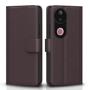 pikkme flip cover for iqoo z10r 5g  vivo v50 5g  v50e 5g  vivo t4r 5g  leather finish  shockproof with card pockets amp wallet stand  ultimate protection case coffee