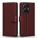 Pikkme Flip Cover for iQOO Z6 44W/ T1 44W | Leather Finish | Shockproof with Card Pockets &amp; Wallet Stand | Ultimate Protection Case(Brown)