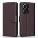 Pikkme Flip Cover for iQOO Z6 44W / Vivo T1 44W | Leather Finish | Shockproof with Card Pockets &amp; Wallet Stand | Ultimate Protection Case(Coffee)