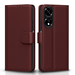 pikkme flip cover for itel p55 5g  leather finish  shockproof with card pockets amp wallet stand  ultimate protection casebrown