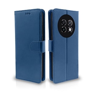 pikkme flip cover leather finish  inside tpu with card pockets  wallet stand and shock proof  complete protection flip case for realme 13 plus 5g  realme p1 speed 5g blue