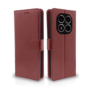 pikkme flip cover leather finish  inside tpu with card pockets  wallet stand and shock proof  complete protection flip case for redmi note 14 proredmi note 14 pro plus 5gbrown
