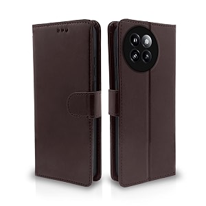 pikkme flip cover leather finish  inside tpu with card pockets  wallet stand and shock proof  complete protection flip case for xiaomi civi 4 pro 5g  xiaomi 14 civi 5g coffee