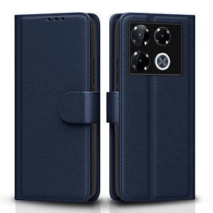 pikkme flip cover leather finish  inside tpu with card pockets  wallet stand and shock proof  complete protection flip case for infinix note 40 pro plus 5gblue
