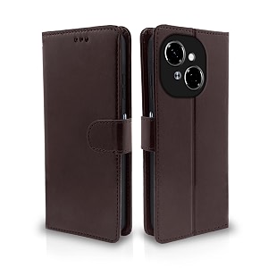 pikkme flip cover leather finish  inside tpu with card pockets  wallet stand and shock proof  complete protection flip case for tecno spark go 1 coffee