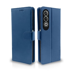pikkme flip cover leather finish  inside tpu with card pockets  wallet stand and shock proof  complete protection flip case for oppo k12x 5g blue