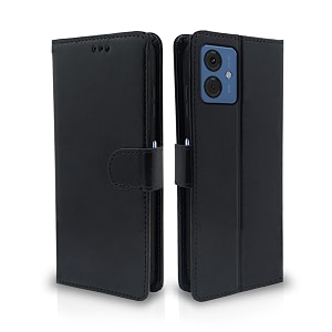 pikkme flip cover leather finish  inside tpu with card pockets  wallet stand and shock proof  complete protection flip case for moto g14black