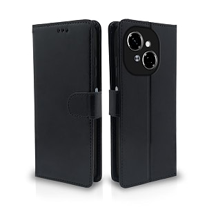pikkme flip cover leather finish  inside tpu with card pockets  wallet stand and shock proof  complete protection flip case for tecno spark go 1 black