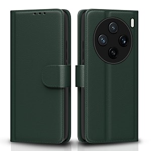 pikkme flip cover leather finish  inside tpu with card pockets  wallet stand and shock proof  complete protection flip case for vivo x200 5ggreen