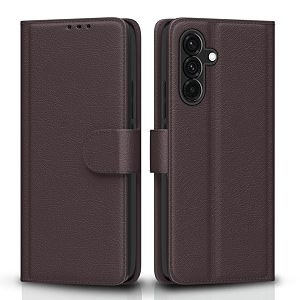 pikkme flip cover leather finish  inside tpu with card pockets  wallet stand and shock proof  complete protection flip case for samsung galaxy a56 5gcoffee