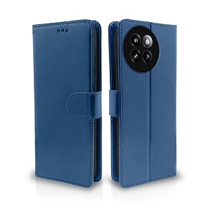 pikkme flip cover leather finish  inside tpu with card pockets  wallet stand and shock proof  complete protection flip case for xiaomi civi 4 pro 5g  xiaomi 14 civi 5g blue