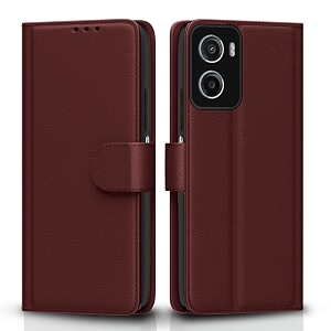 pikkme flip cover leather finish  inside tpu with card pockets  wallet stand and shock proof  complete protection flip case for moto g05brown