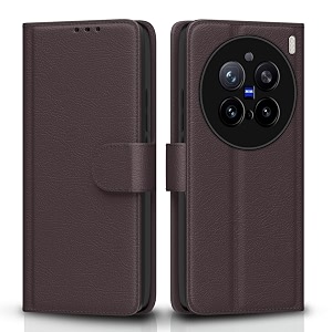 pikkme flip cover leather finish  inside tpu with card pockets  wallet stand and shock proof  complete protection flip case for vivo x200 pro 5gcoffee