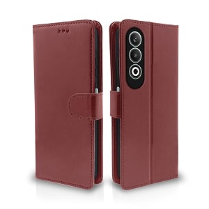 pikkme flip cover leather finish  inside tpu with card pockets  wallet stand and shock proof  complete protection flip case for oppo k12x 5g brown