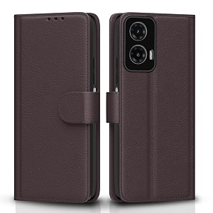 pikkme flip cover leather finish  inside tpu with card pockets  wallet stand and shock proof  complete protection flip case for moto g35 5gcoffee