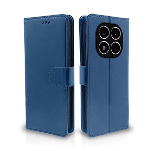 pikkme flip cover leather finish  inside tpu with card pockets  wallet stand and shock proof  complete protection flip case for redmi note 14 proredmi note 14 pro plus 5gblue