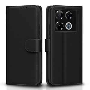 pikkme flip cover leather finish  inside tpu with card pockets  wallet stand and shock proof  complete protection flip case for infinix note 40 pro plus 5gblack