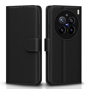 pikkme flip cover leather finish  inside tpu with card pockets  wallet stand and shock proof  complete protection flip case for vivo x200 pro 5gblack