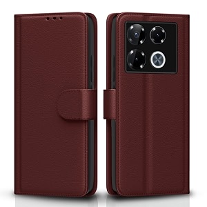 pikkme flip cover leather finish  inside tpu with card pockets  wallet stand and shock proof  complete protection flip case for infinix note 40 pro plus 5gbrown