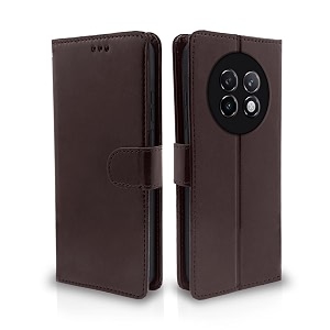 pikkme flip cover leather finish  inside tpu with card pockets  wallet stand and shock proof  complete protection flip case for realme 13 plus 5g  realme p1 speed 5g coffee