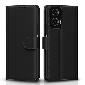 pikkme flip cover leather finish  inside tpu with card pockets  wallet stand and shock proof  complete protection flip case for moto g35 5gblack
