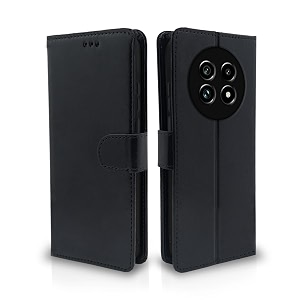 pikkme flip cover leather finish  inside tpu with card pockets  wallet stand and shock proof  complete protection flip case for realme 13 pro 5g  realme 13 pro plus 5g black