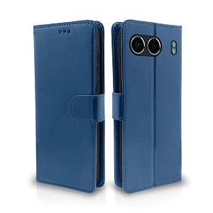 pikkme flip cover leather finish  inside tpu with card pockets  wallet stand and shock proof  complete protection flip case for oneplus nord 4 5g blue
