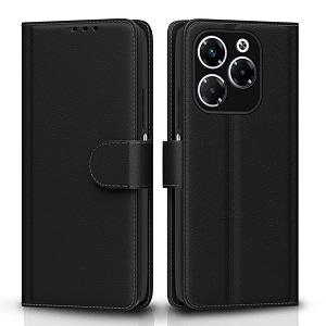 pikkme flip cover leather finish  inside tpu with card pockets  wallet stand and shock proof  complete protection flip case for infinix note 40x 5gblack