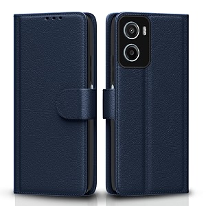 pikkme flip cover leather finish  inside tpu with card pockets  wallet stand and shock proof  complete protection flip case for moto g05blue