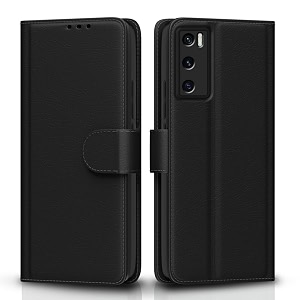 pikkme flip cover leather finish  inside tpu with card pockets  wallet stand and shock proof  complete protection flip case for vivo v20 seblack