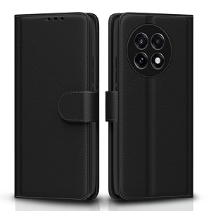 pikkme flip cover leather finish  inside tpu with card pockets  wallet stand and shock proof  complete protection flip case for oneplus 13r 5gblack