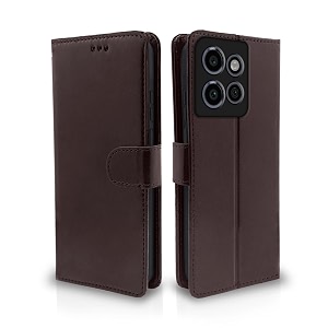 pikkme flip cover leather finish  inside tpu with card pockets  wallet stand and shock proof  complete protection flip case for moto edge 50 neo 5g coffee