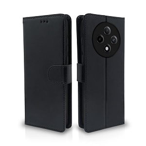 pikkme flip cover leather finish  inside tpu with card pockets  wallet stand and shock proof  complete protection flip case for oppo f27 5g black