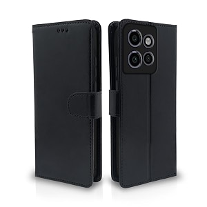pikkme flip cover leather finish  inside tpu with card pockets  wallet stand and shock proof  complete protection flip case for moto edge 50 neo 5g black