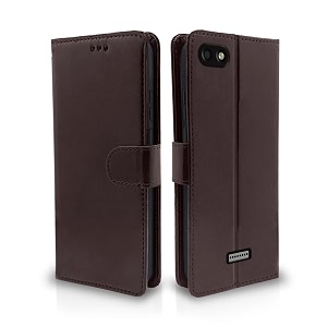 pikkme flip cover leather finish  inside tpu with card pockets  wallet stand and shock proof  complete protection flip case for redmi 6a coffee