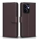 Pikkme Flip Cover Leather Finish | Inside TPU with Card Pockets | Wallet Stand and Shock Proof | Complete Protection Flip Case for Oppo Reno 13F 5G(Coffee)