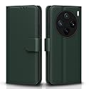 Pikkme Flip Cover Leather Finish | Inside TPU with Card Pockets | Wallet Stand and Shock Proof | Complete Protection Flip Case for Vivo X200 5G(Green)